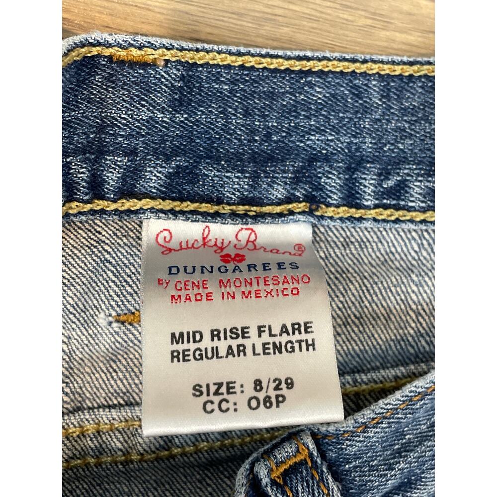 Vintage Lucky Brand Dungarees Gene Montesano Size 8 Mid Rise Flare Y2K F29AA20 - Picture 5 of 13
